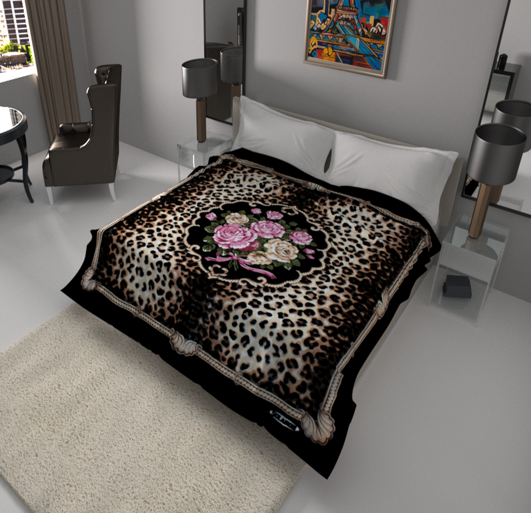 SOLARON Leopard Flower Blanket